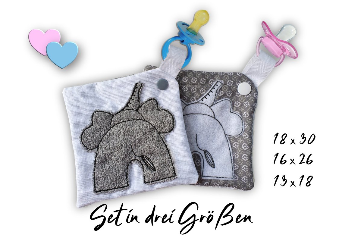 Stickdatei Schmusetuch Elefant ITH drei Größen
