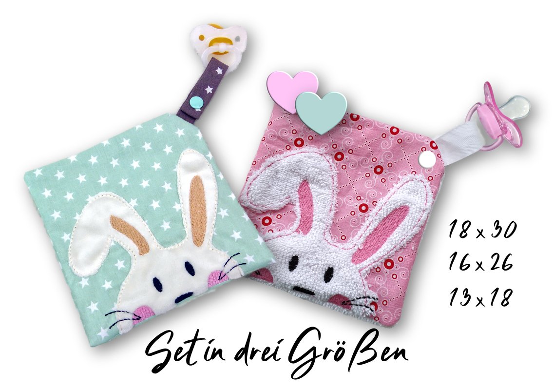 Stickdatei Schmusetuch Hase ITH drei Größen