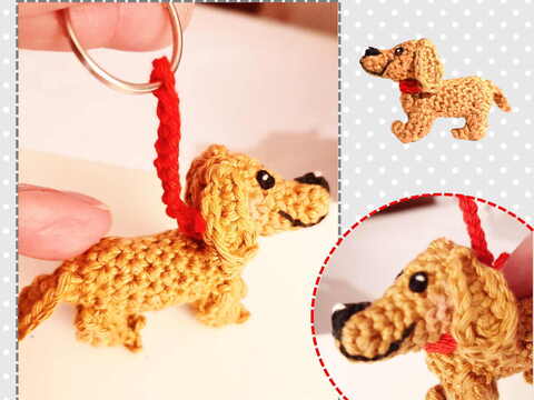 Schlüsselanhänger - Taschenbäumler - Anhänger Dackel - Häkelanleitung
