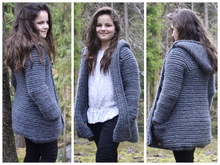 - MALOU - Dufflecoat/ Kapuzenmantel häkeln alle Größen ab Größe 74- 56 Plussize Damen mit Größentabelle, Häkelanleitung 215