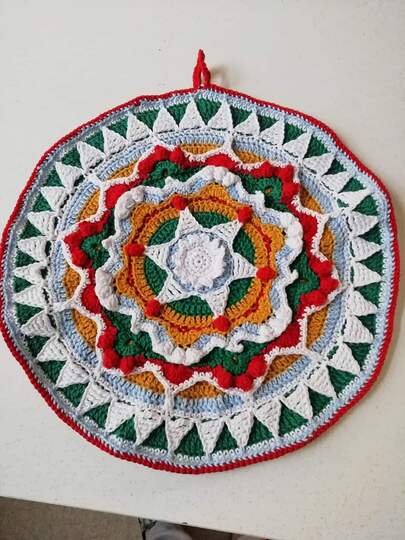Häkelanleitung Topflappen Mandala "Winter Rose"