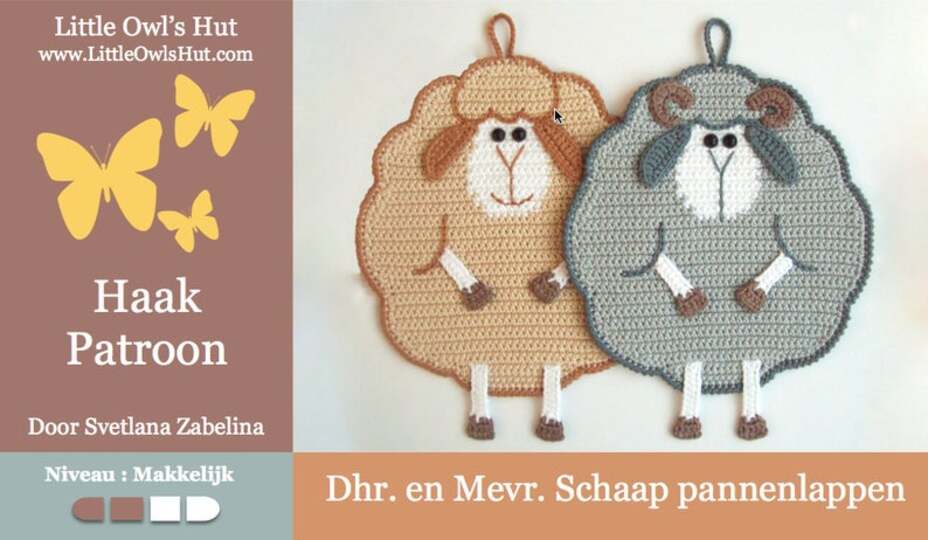 065NLY Dhr. en Mevr. Schaap pannenlappen - Haakpatroon - PDF by Zabelina CP