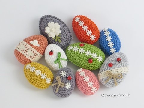 Häkelanleitung für Deko-Eier / Osterdeko, Anhänger oder Blumenstecker