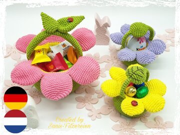 Häkelanleitung großes und kleines Blumenkörbchen