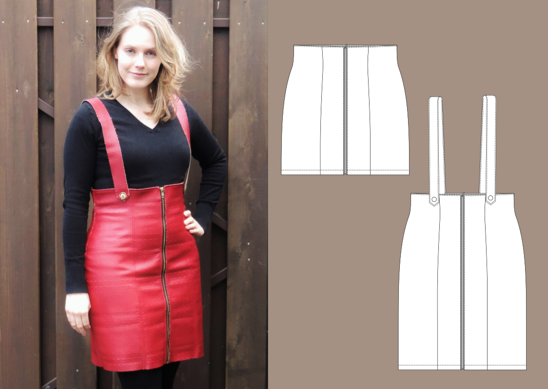Hosenträgerrock Dana - 2 Längen - Gr. 34 bis 50 - Schnittmuster in A4 und A0