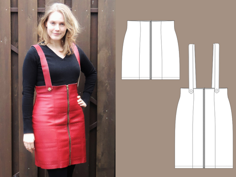 Hosenträgerrock Dana - 2 Längen - Gr. 34 bis 50 - Schnittmuster in A4 und A0