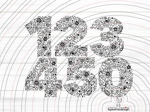 Blumen Zahlen 1-5 Plotterdatei SVG DXF