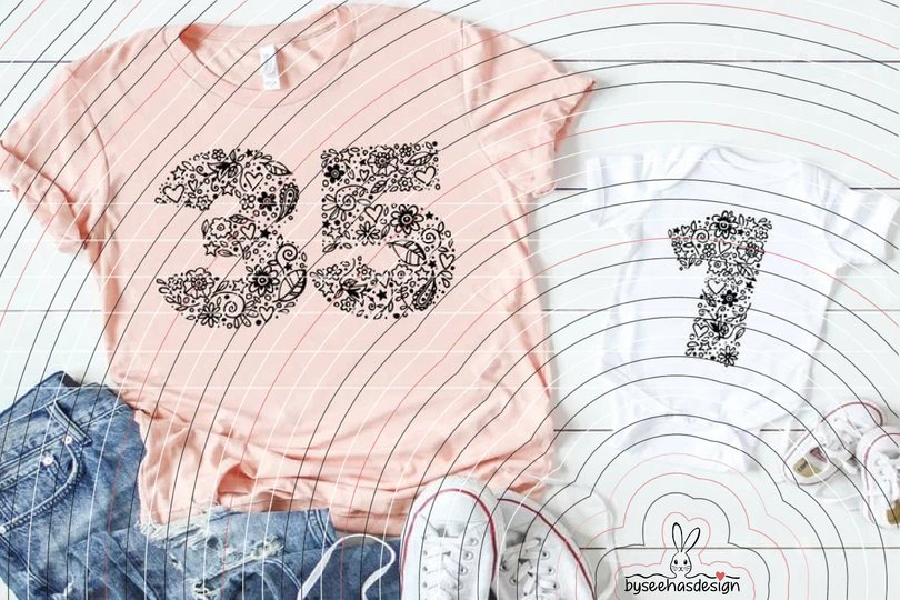 Blumen Zahlen 1-5 Plotterdatei SVG DXF