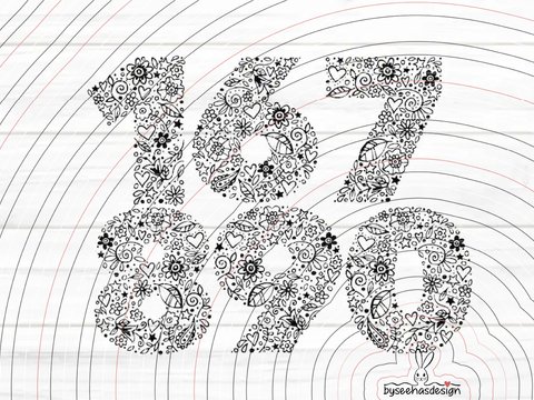 Blumen Zahlen 6-9 Plotterdatei SVG DXF