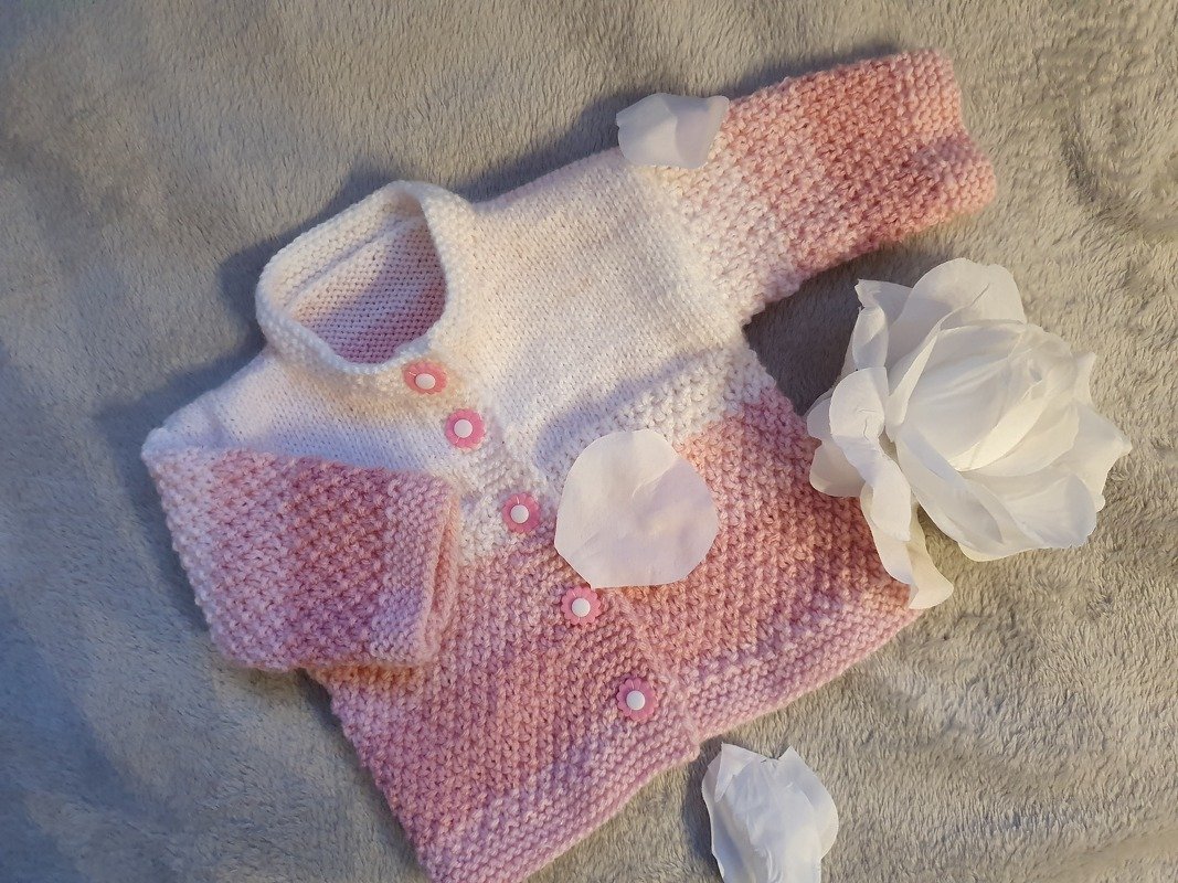 Strickanleitung Babyjäckchen im doppelten Perlmuster Größe 56/62 - Bild 5