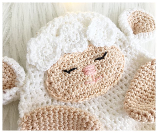 Schmuselämmchen Luna- Häkelanleitung Schmusetuch von Wolldiamant
