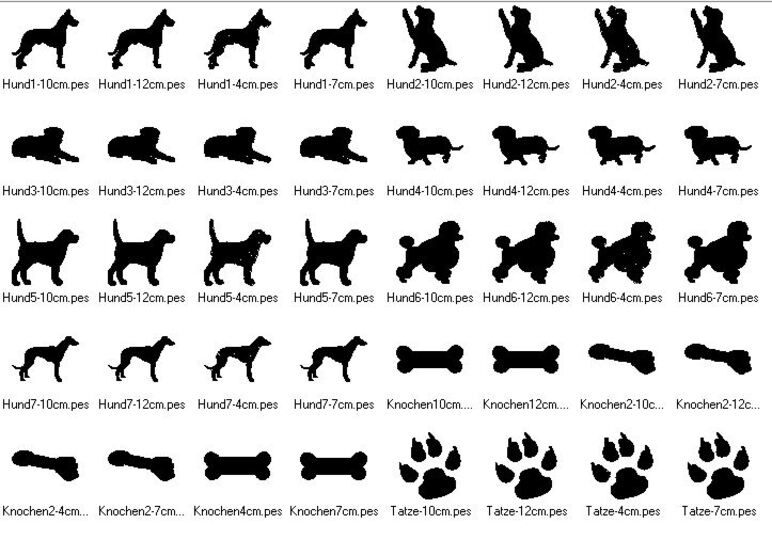 Hunde Silhouetten Stickdatei Hund