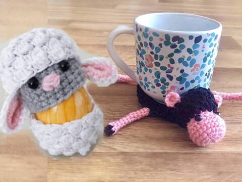 Sparpaket zu Ostern - Schäfchen Eierwärmer und Untersetzer -