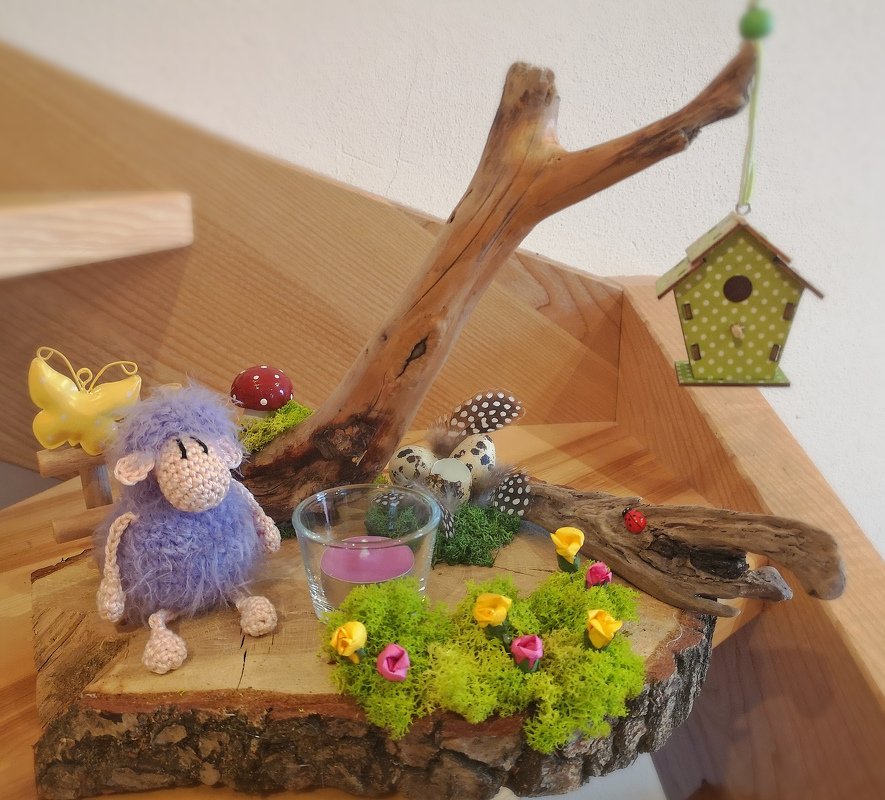 Schaf großer Bruder für eigene Dekoidee zu Ostern und Frühling Kantenhocker - Bild 2