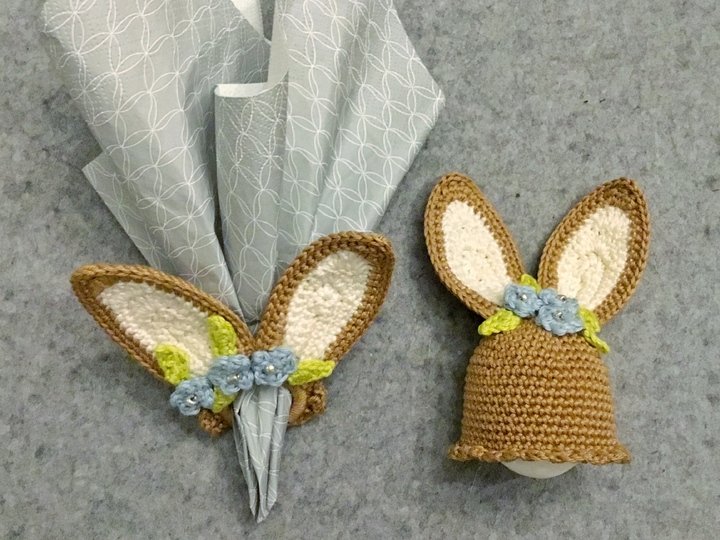 Funny Bunny - Serviettenring + Eierwärmer, Häkelanleitung
