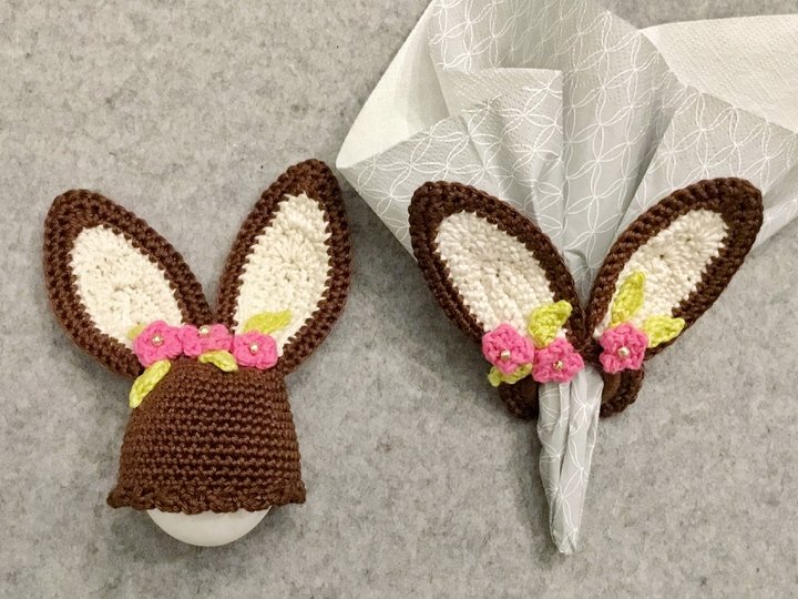 Funny Bunny - Serviettenring + Eierwärmer, Häkelanleitung
