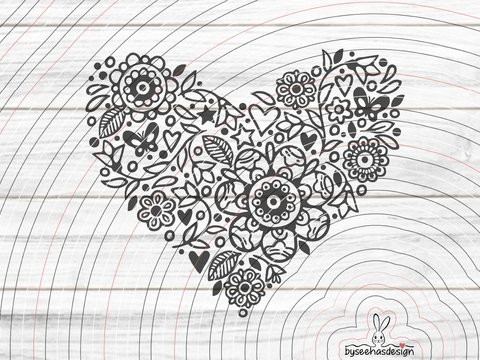 Blumen Herz Plotterdatei SVG DXF