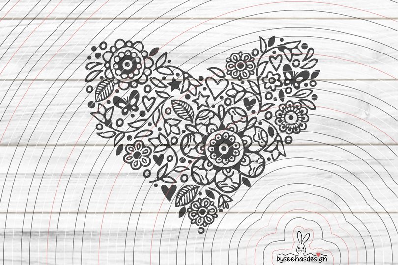 Blumen Herz Plotterdatei SVG DXF