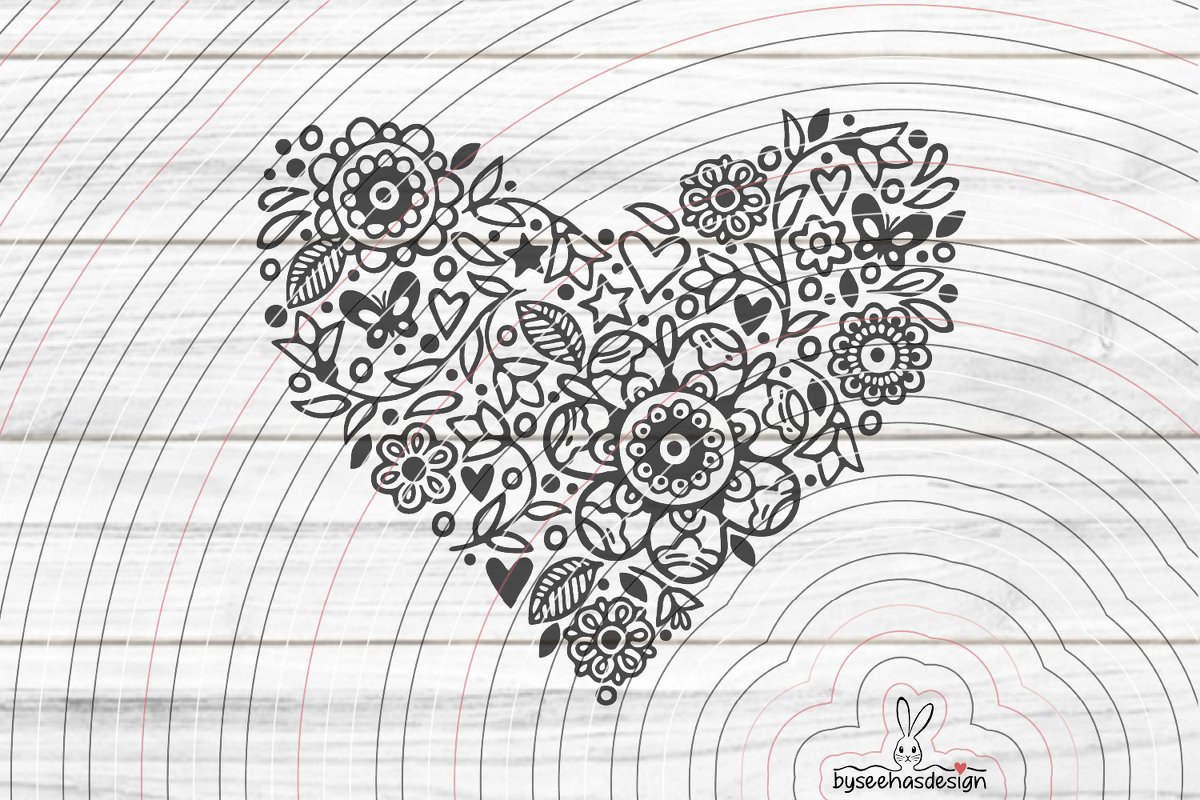 Blumenherz Plotterdatei SVG DXF - Bild 2