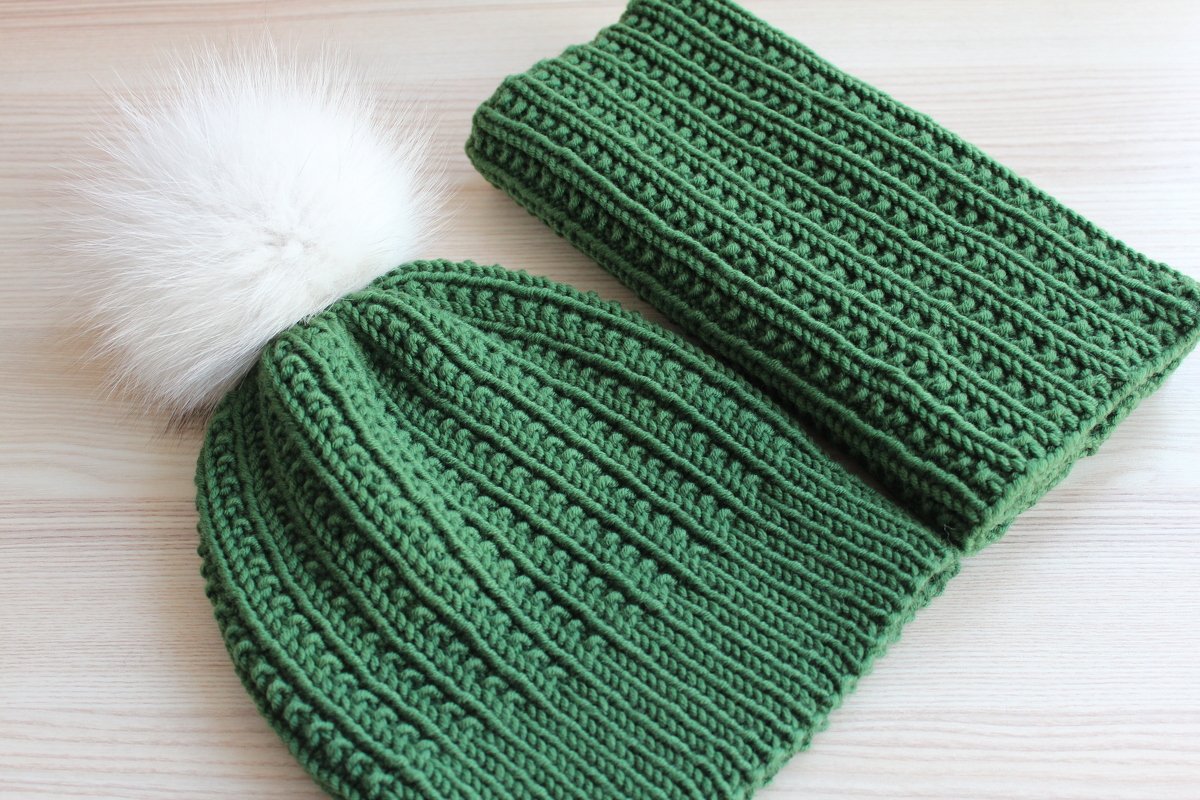 Strick-Set "GruneWald" Bommelmütze & Kragenschal PDF-Anleitung - Bild 2