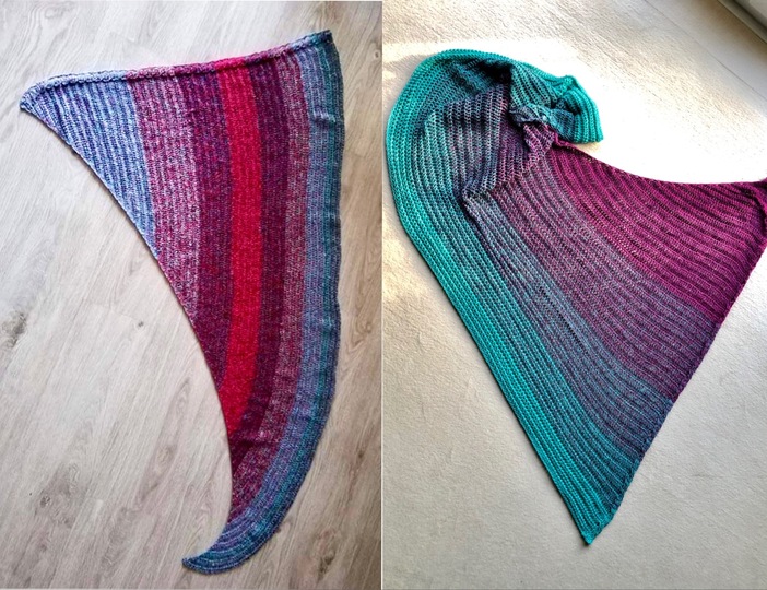 Pattern asymmetrical shawl Elsa, 2 versions