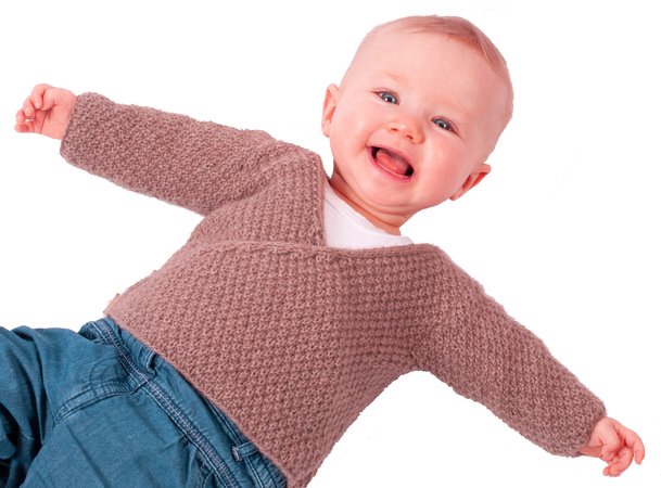 Strickanleitung Wickeljacke Sterntaler für Babys von 0 bis 6 Monate