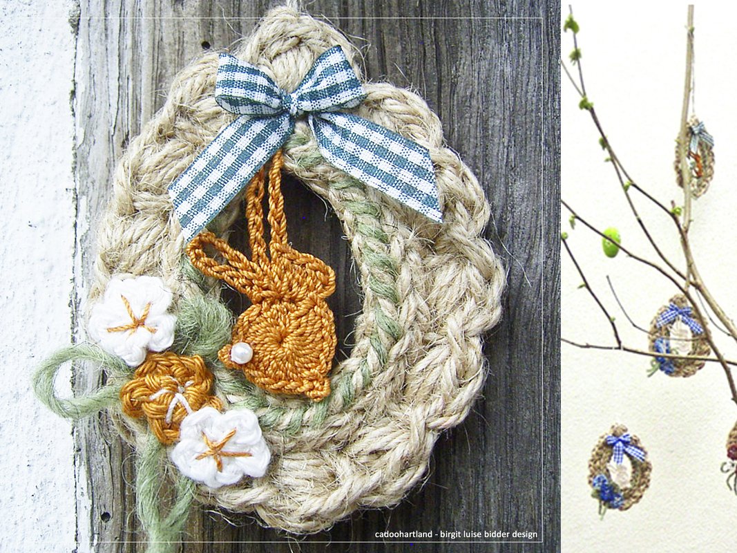 Häkelanleitung - Jute Eierkringel mit Hase - Landhaus, Deko, Ostern, Hänger - Bild 2