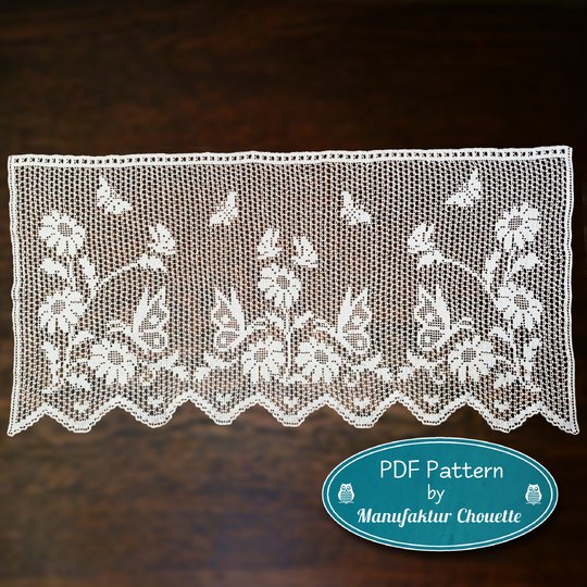 Gardine "Schmetterlinge" mit Rapport - Frühlingskollektion