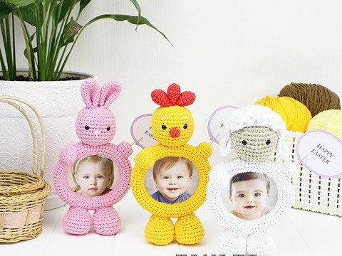 Crochet Pattern Photo Frame-Holder Easter Collection
