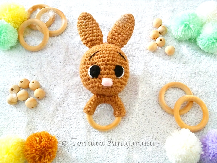 Crochet pattern Rabbit toy rattle PDF Ternura Amigurumi ENGLISH - DEUTSCH - DUTCH