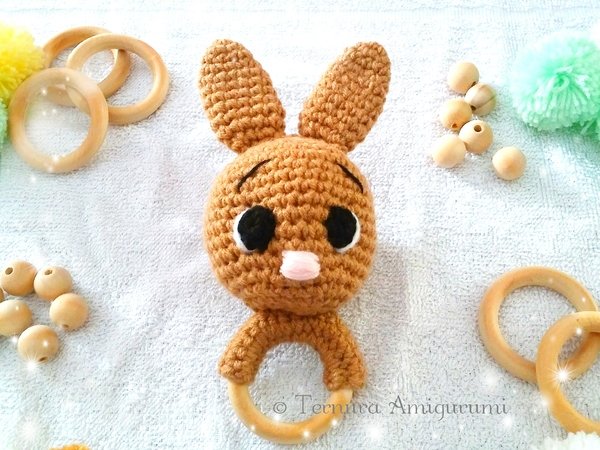 Crochet pattern Rabbit toy rattle PDF Ternura Amigurumi ENGLISH - DEUTSCH - DUTCH