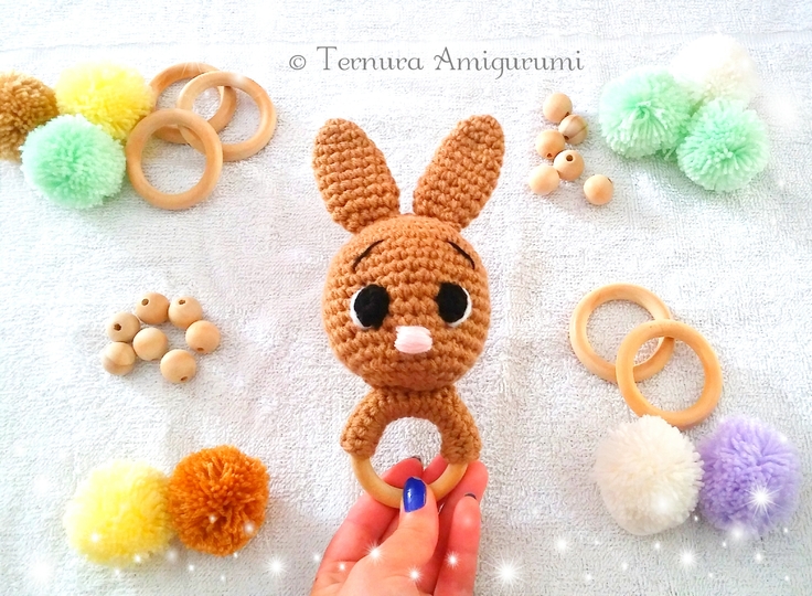 Crochet pattern Rabbit toy rattle PDF Ternura Amigurumi ENGLISH - DEUTSCH - DUTCH