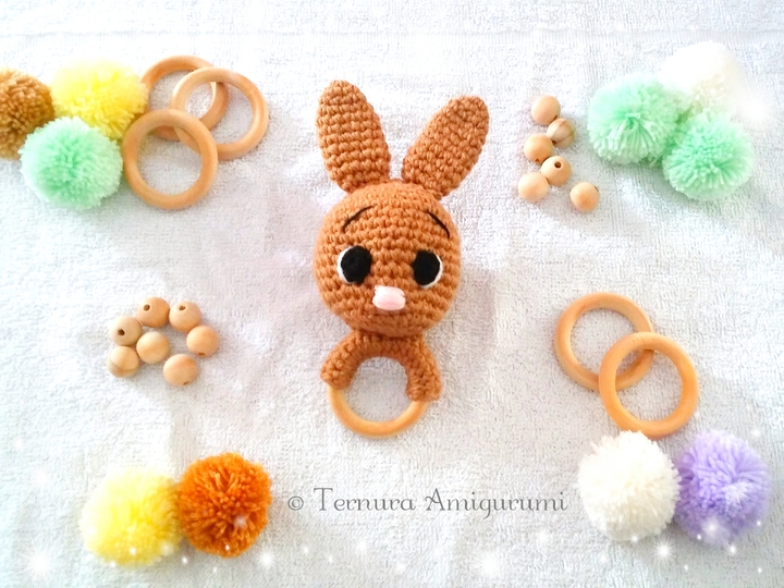 Crochet pattern Rabbit toy rattle PDF Ternura Amigurumi ENGLISH - DEUTSCH - DUTCH