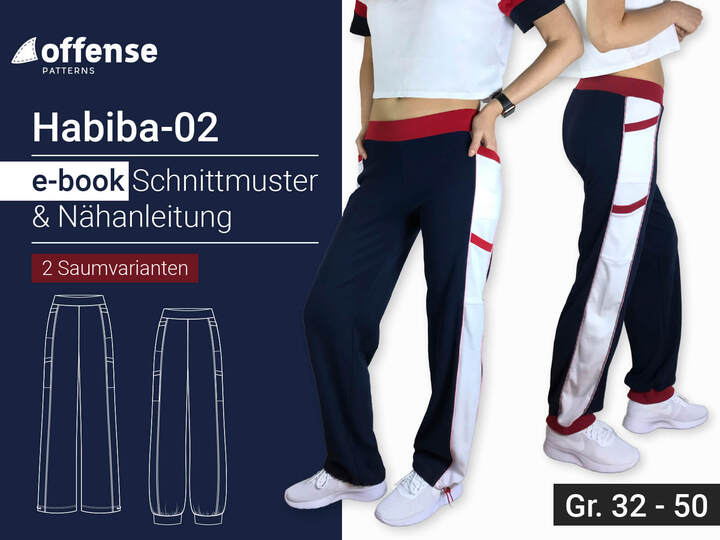 Damen Jogginghose "Habiba-02" in Größe 32-50 - Schnittmuster + Nähanleitung