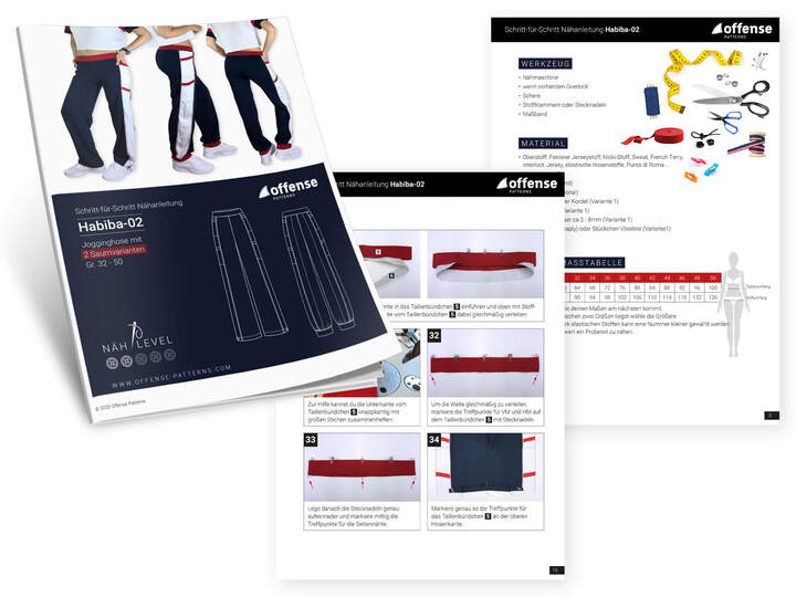 Damen Jogginghose "Habiba-02" in Größe 32-50 - Schnittmuster + Nähanleitung