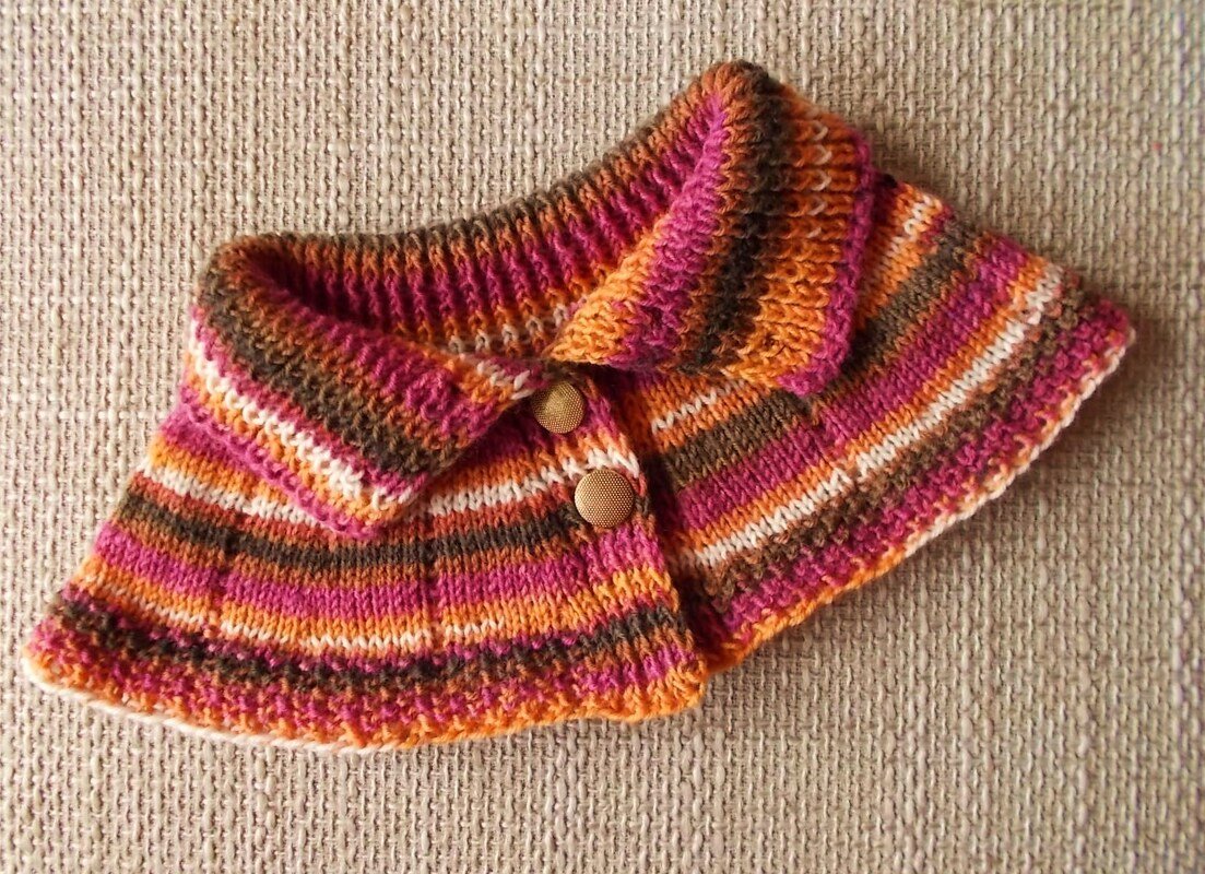 Kragen+Schal aus Sockenwolle oder Wollresten zum Knöpfen - Strickanleitung Modell 2