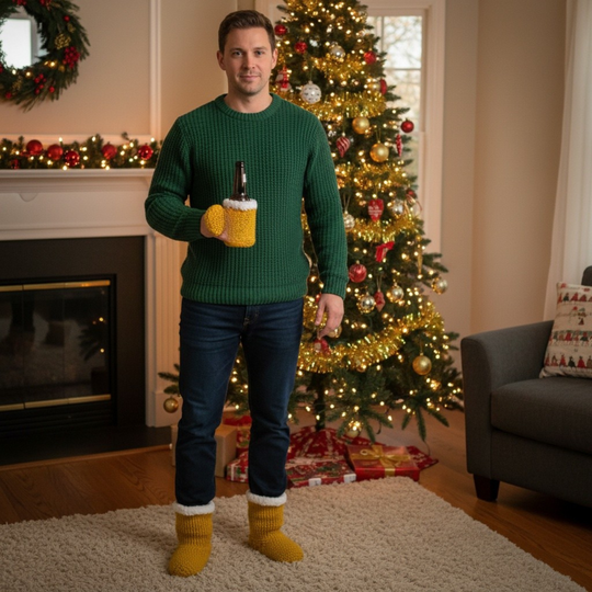 Crochet Slippers Beer, Crochet Beer MItt