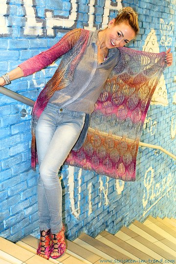 Knitting Pattern Long Cardigan ELEGANCE | Long Women’s Cardigan 1-2-3 IDEEN