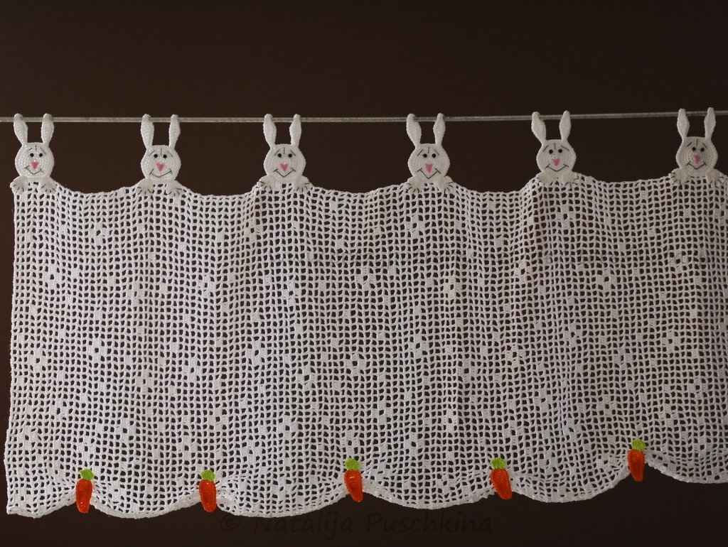 Lustige Gardinen mit Hasen - Häkelanleitung  für Anfänger - Bild 4