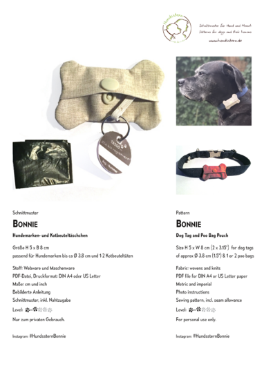 Bonnie Dog Tag and Poo Bag Pouch, sewing pattern