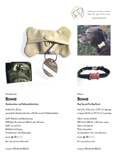 Bonnie Dog Tag and Poo Bag Pouch, sewing pattern