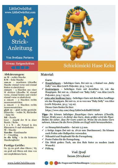 137DE Strickanleitung Amigurumi Schickimicki-Hase Keks - PDF Pertseva CP