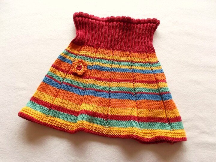Bunter Rock für Kinder 3-4 Jahre - Strickanleitung