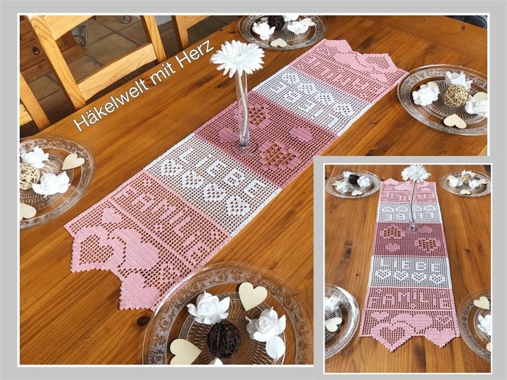 Häkeln / Tischläufer "FAMILIE ist LIEBE"