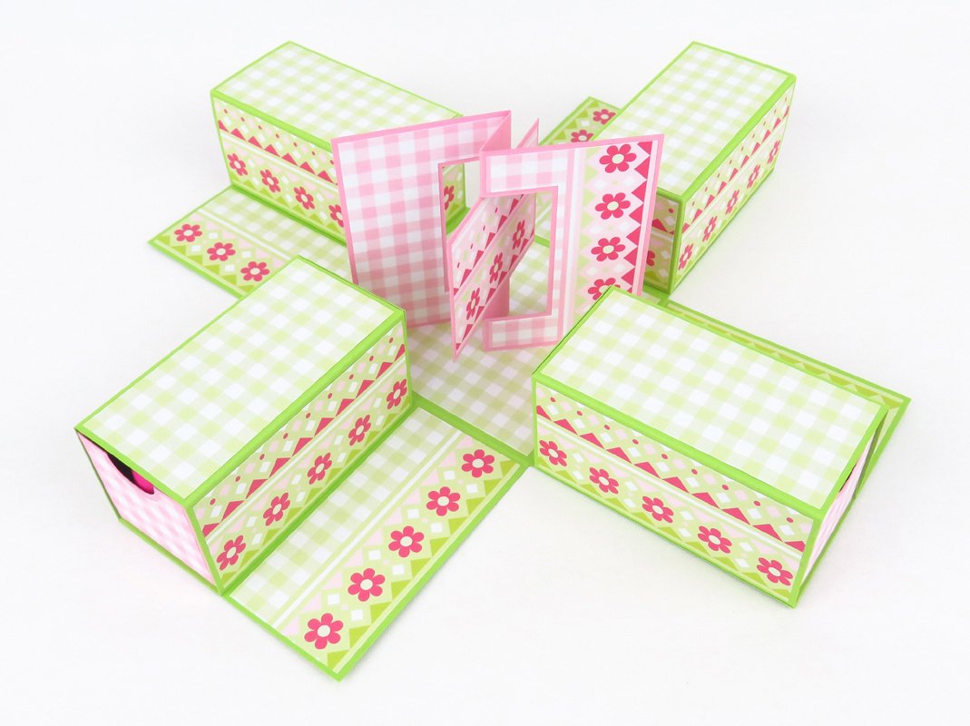 Explosionsbox mit Schubladenboxen – Bastelvorlagen und Anleitung