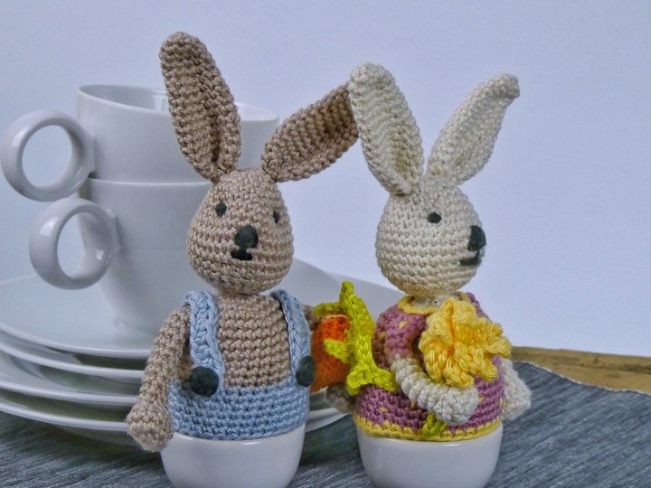 Eierwärmer Benno + Polly Hase, Häkelanleitung