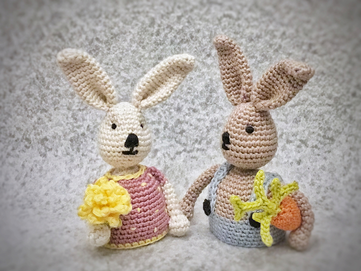 Eierwärmer Benno + Polly Hase, Häkelanleitung