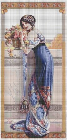 Girl cross stitch, modern embroidery