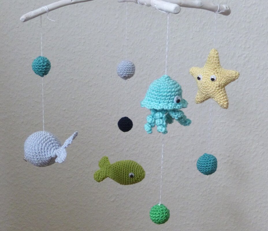 Häkelanleitung für Mobile-Anhänger Meerestiere: Fisch, Seestern, Wal und Qualle - Bild 2