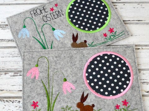 Stickdatei MugRug Hasenwiese 13x18cm und 13x20cm